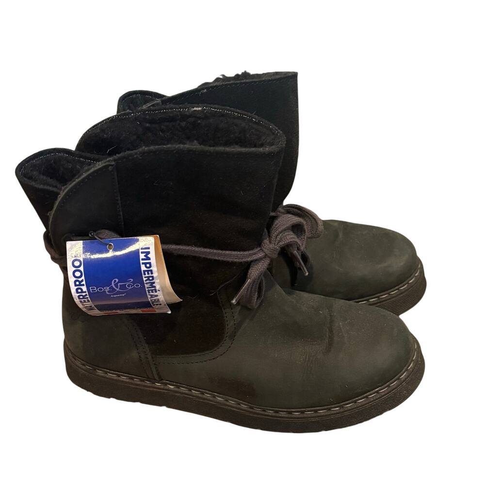 Bos & Co NWT Black Leather Shearling Lined Boot - size 40
